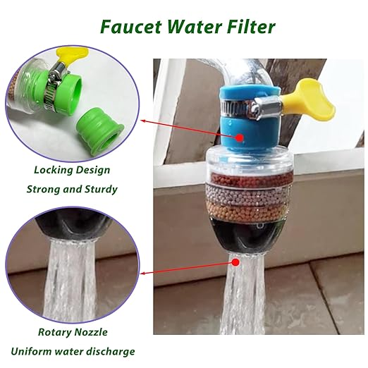 6 Pcs Faucet Water Filter,6 Layer Cartridge Activated Carbon Filters Water Filter Faucet, Faucet Water Purifier Replacements for Sink Applicable 1/2inch - 3/4inch Faucet