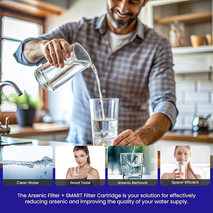 Crystal Quest Arsenic Removal + SMART Filter Cartridge 2-7/8" x 20" - Reduces Arsenic, Long-Lasting, Easy Installation, Heavy-Duty Water Filtration