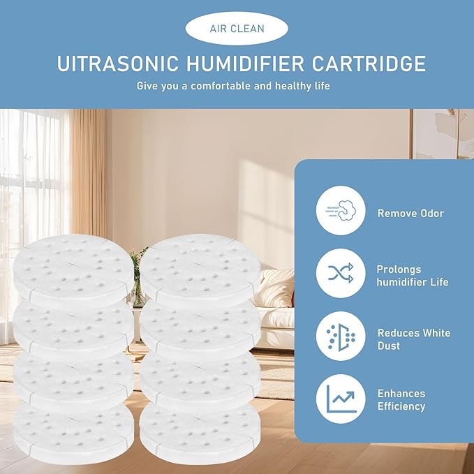A451 Anti-Mineral Pads Humidifier Replacement Filters Compatible with BONECO S200, S250 & S450 Steam Humidifiers, 8 Pack