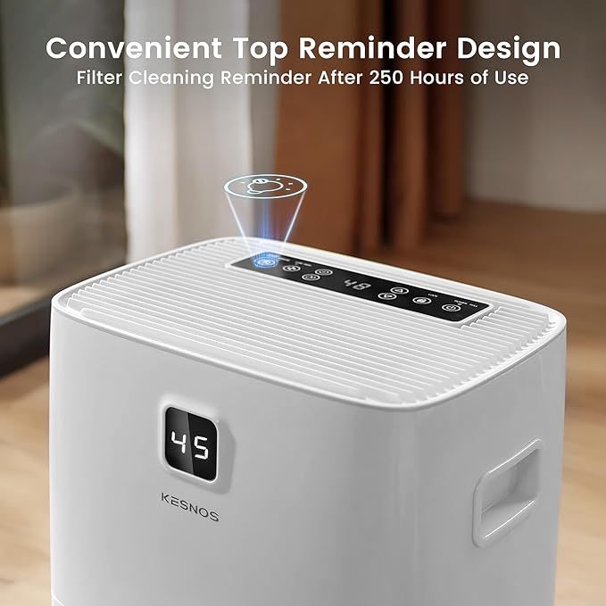 Kesnos 120 Pints Energy Star Dehumidifier for Home & Basement with Drain Hose, Front LED Display and 1.06 Gal Water Tank, Ideal for Spaces up to 6,500 Sq. Ft., Featuring Auto Defrost & Timer Function