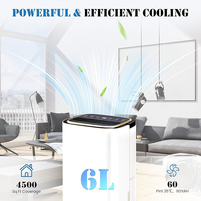 Sweetcrispy 4,500 Sq. Ft. Dehumidifier for Basement, 50 Pints Dehumidifiers for Home with Drain Hose, 1.58 Gallon Water Tank Portable Quiet Moisture Remover, Ideal for Whole House, Bedroom & Bathroom