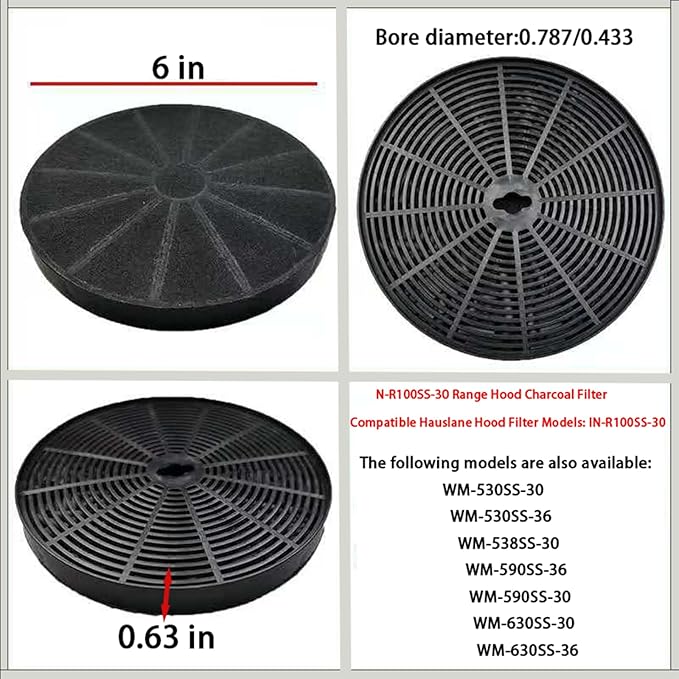 4 Pack Activated Carbon Range Hood Filter - Fits Hau-slane IN-R100SS-30/WM-530SS/WM-538SS/WM-590SS/WM-630SS/CFI001/CFI007-40% Faster Odor Reduction - No-Tool Snap Install