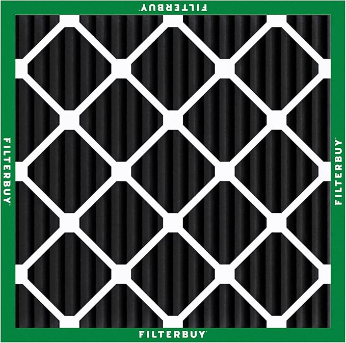 Filterbuy 12x12x1 Air Filter MERV 8 (MPR 700) Odor Eliminator Replacement (4-Pack), Electrostatic Pleated HVAC AC Furnace Filters w/Activated Carbon, Made in USA (Actual Size: 11.75 x 11.75 x 0.75)