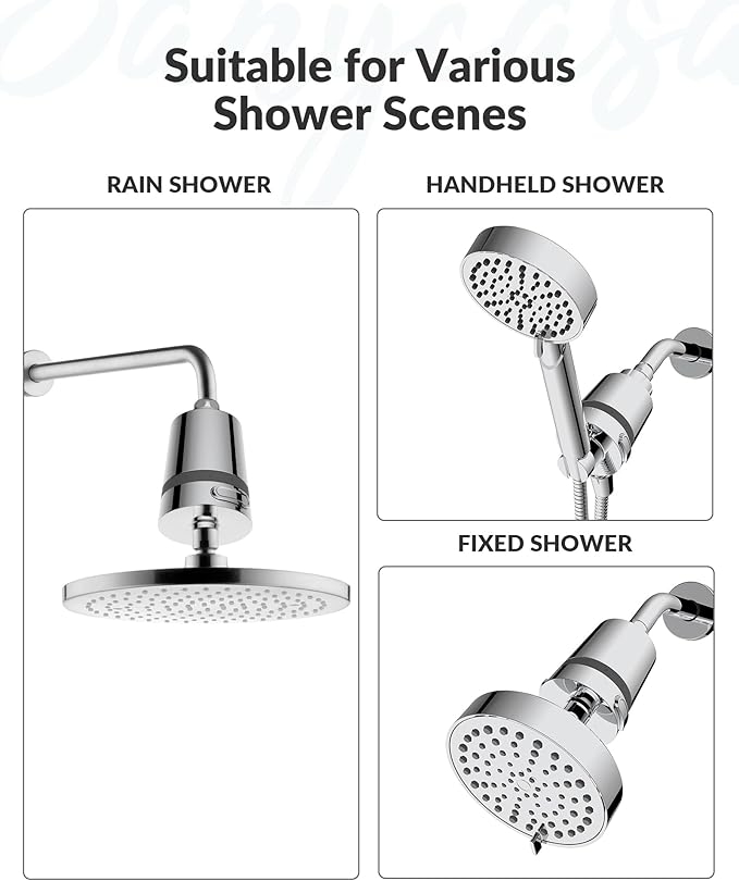 Hard Water Shower Filter - Removes Chlorine, Heavy Metals & Scale - KDF Technology for Softer Skin & Hair - Fits Most Rain & Handheld Showerheads - (CP Version)