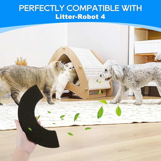 8-Pack Carbon Filters for Litter-Robot 4, Litter Box Filters Replacement Accessories, Activated Carbon Eliminate Odor, Controls Moisture on Pet's Body and Keep Home Fresh