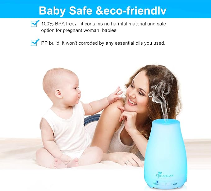 Diffuserlove Diffuser 2 Pack Essential Oil Diffuser 200ML Remote Control Ultrasonic Aromatherapy Diffuser Mist Humidifiers for Bedroom Office Yoga