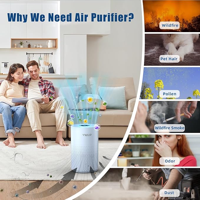 πππ°ππ¬π Air Purifiers for Home Bedroom up to 800 ftΒ², VNIUP H14 HEPA Room Air Purifiers for Bedroom with Fragrance Function, with Sleep Mode& Light Mode Air Cleaner for Pet Dander Odor Dust Smoke