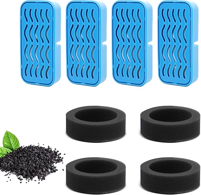 PETCHO 4-Pack Cat Water Fountain Filter Replacement Compatible with 108oz/3.2L Stainless Steel Cat Fountain, with Activated Carbon Filters, Multiple Filtration Isolates Floating Hairs