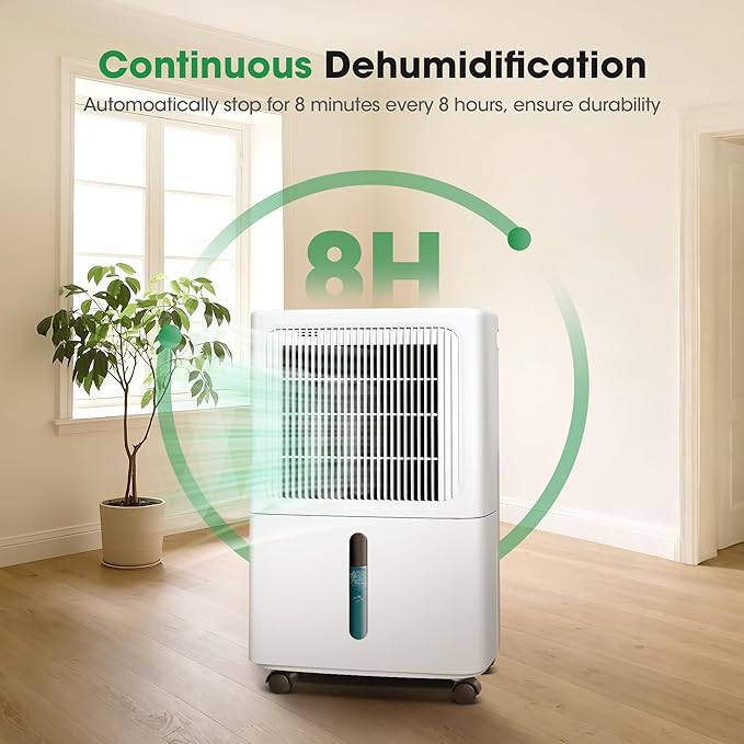Dehumidifiers for Home with Drain Hose,55 OZ Water Tank, 2500 Sq.Ft 35 Pints Dehumidifiers for Basement, Bathroom, Bedroom, Three Modes, Smart Humidity Control, Dry Clothes, 24H Timer, White