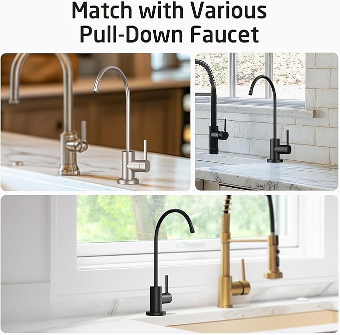 KES Drinking RO Water Faucet Lead-Free, Reverse Osmosis Faucet for Kitchen Sink, 18/8 Stainless Steel Water Filter Faucet, Fits Most RO Water Filtration System, Brushed Finish, Z506LF-BS