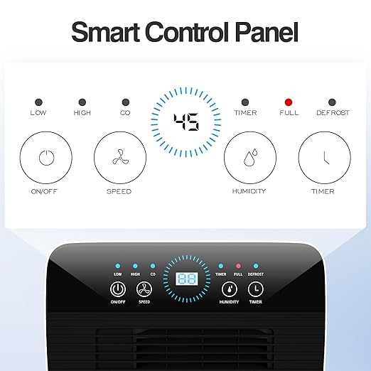 Humsure Dehumidifier 30 Pint 1500 Sq Ft, Dehumidifiers For Home, Dehumidifier With Drainage Hose In Basement Bathroom And Bedroom, Intelligent Humidity Control With 24 Hour Drying Timer