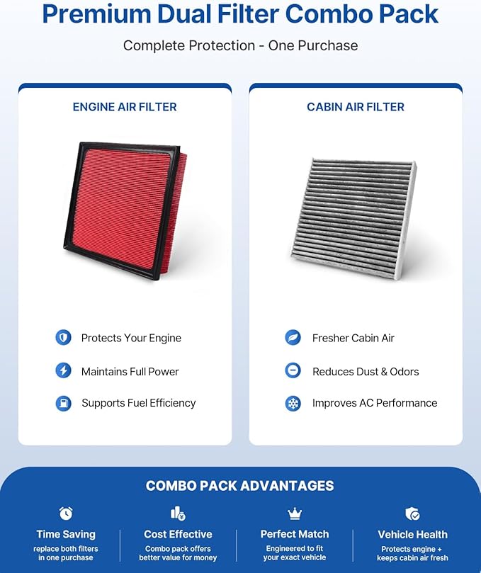 Engine & Cabin Air Filter Fits Ascent (2019-2022), Crosstrek (2018-2021), Impreza (2017-2023), Legacy (2020-2023), Outback (2020-2023), Replacement for CF12157 CA12295