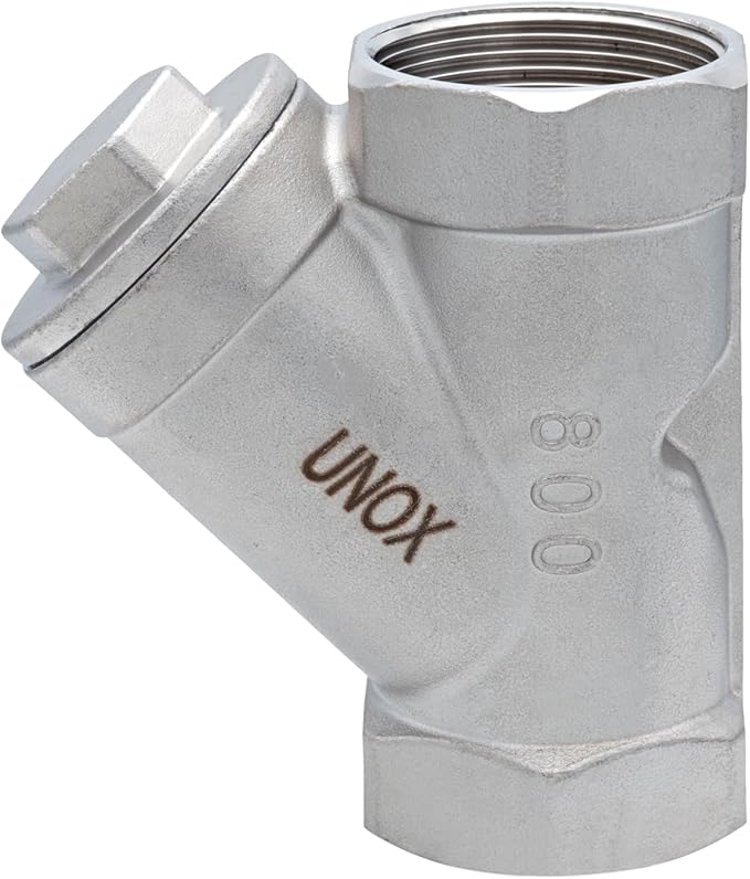 UNOX 1 inch Y-Type Stainless Steel Industrial Strainer - AISI 304 - Water Oil Filter for Plumbing Tools & HVAC Systems, Heavy-Duty Pipeline Protection, PN6/PN10 Rated