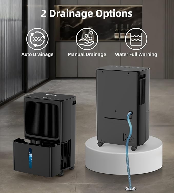 2500 Sq.Ft Dehumidifiers for Home with Drain Hose Max 34 Pints, VEAGASO Dehumidifier for Basement, Bathroom, Bedroom, Three Modes, Intelligent Humidity Control, Dry Clothes, 24HR Timer (BLACK)