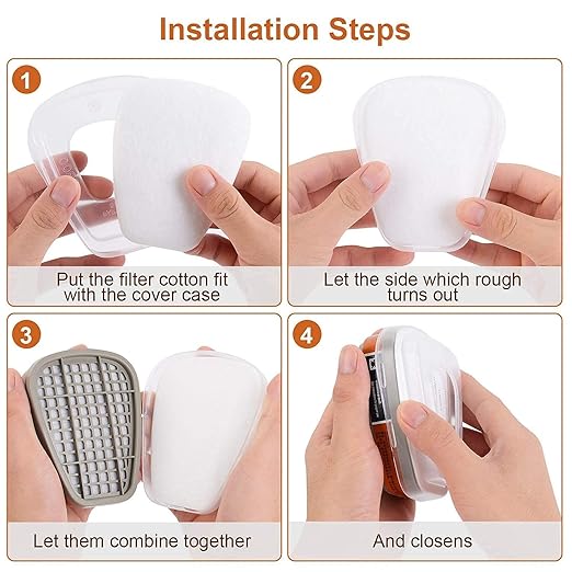 6001 Activated Carbon Filter Cartridges Replacement for Gas Respirator, Pack of 2 Individual Filter Cartridges, Suitable for 6100/6200/7501/7502/6502/6800