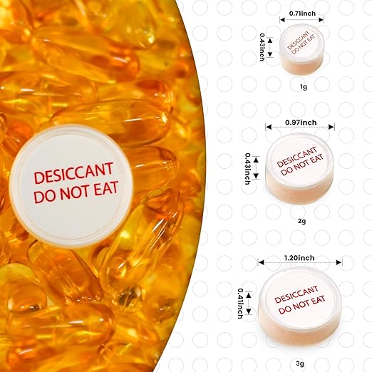 1 Gram 2000 Pack Desiccant Packs Food Grade, Silica Gel Capsule with Indicating Silica Gel Beads (Orange to White), Moisture Absorber Packets Silica Gel Packets