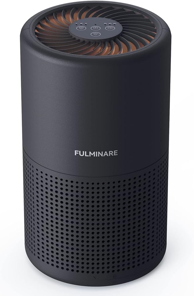 Air Purifiers for Bedroom, FULMINARE H13 True HEPA Air Filter, Quiet Air Cleaner With Night Light,Portable Small Air Purifier for Home, Office, Living Room Black