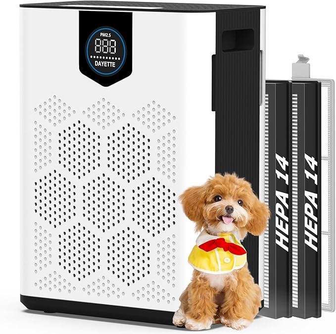 Air Purifiers for Home Large Room Up to 3000 FtΒ² with 2xH14 HEPA Filters, Air Purifiers for Pets Bedroom with Washable PreFilters, 2 TIMES Purification Speed In Turbo Mode for Dust, Hair, Odor