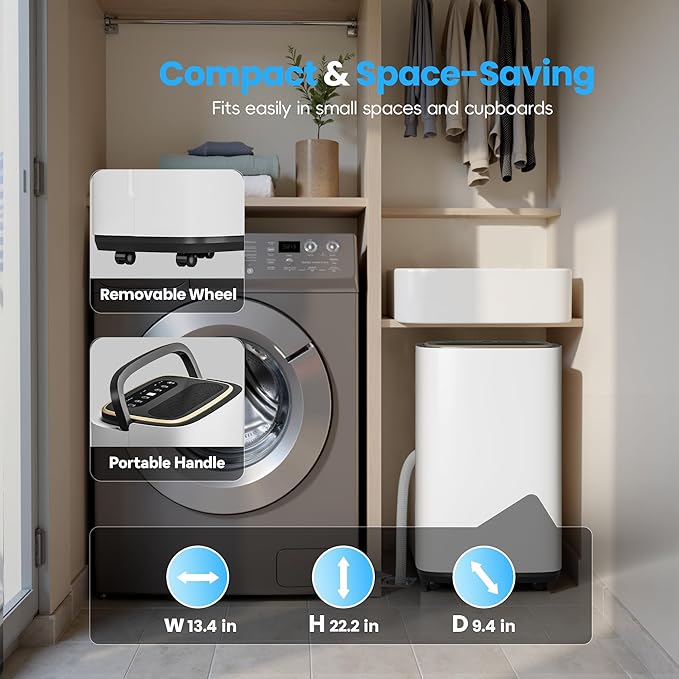 5000 Sq.Ft Dehumidifier, 50PT/24H Dehumidifiers with Drain Hose for Basement, Large Compressor Dehumidifier for Basement/Laundry/Bedroom/Office, Dehu/Dry/Air Mode, Humidity Display/Timer/Child Lock