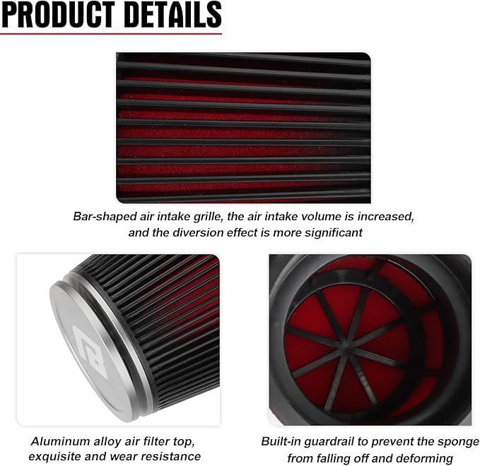 NIBBI Racing CNC 54MM Air Filter Round Tapered,Universal Air Filters for Dirt Bike ATV Quad Go Kart Pit Bike Parts