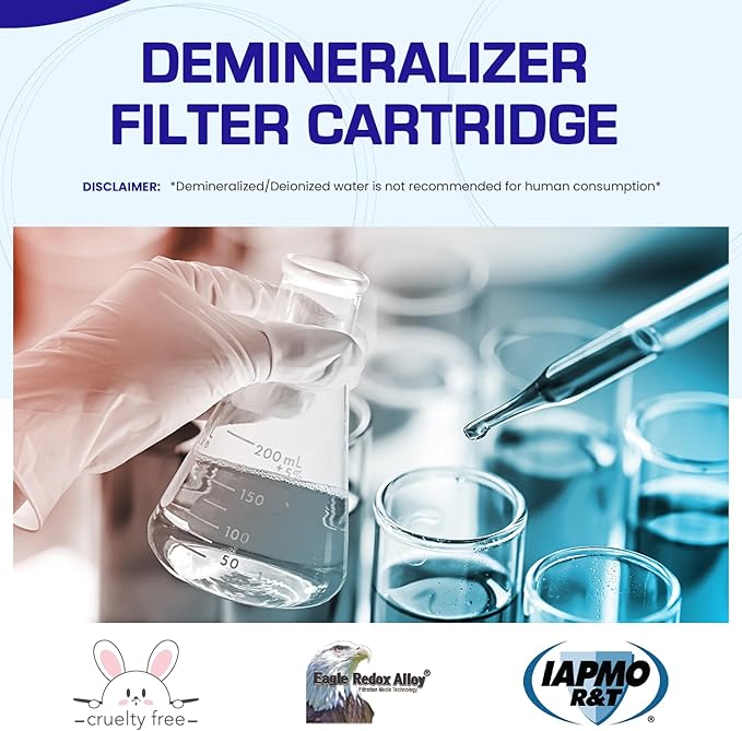 Crystal Quest Demineralizer Filter Cartridge - 2-7/8" x 9-3/4" - Heavy-Duty, Ideal for Lab, Research and Medical Applications for Ultra Pure Water Needs