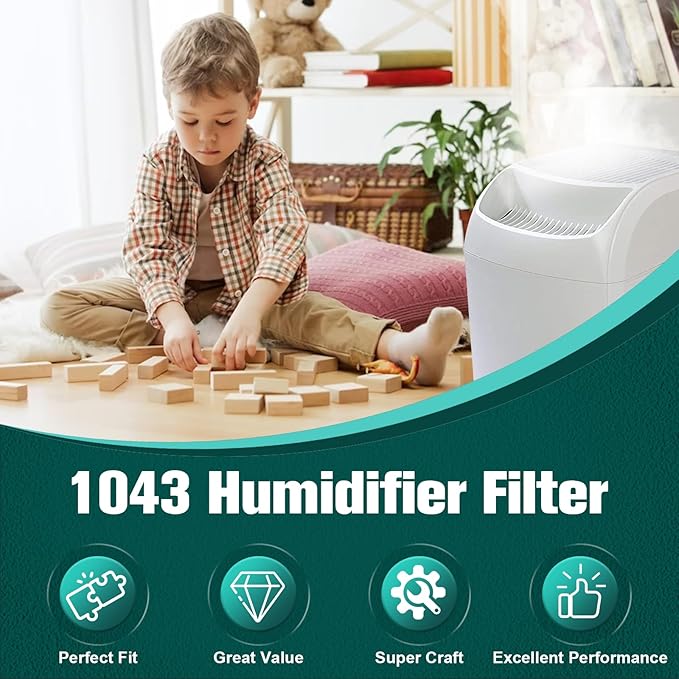 ROMON 1043 Humidifier Super Filter Wick Replacement for Essick Air AIRCARE 821000 826000 826800 831000 EP9500 EP9700 EP9R500 EP9R800 and Bemis Space Saver 8000 Series Humidifiers, 2 Pack