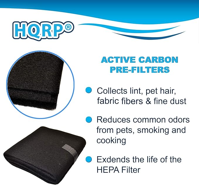 HQRP 2-Pack Carbon Filter Compatible with Honeywell HPA300, 50100, 50150, 50250-S, 17000-S, 50255, 50300, 51360, 51376, 51500, 51771 models