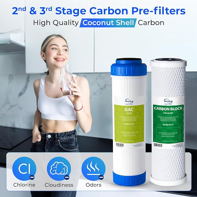 iSpring F6K75 NSF Certified Replacement Under-Sink Water Filters, 6-Stage Reverse Osmosis RO Water Filtration Systems with Alkaline Mineral Filter, 6-months Replacement Supply Set, 6 Count (Pack of 1)