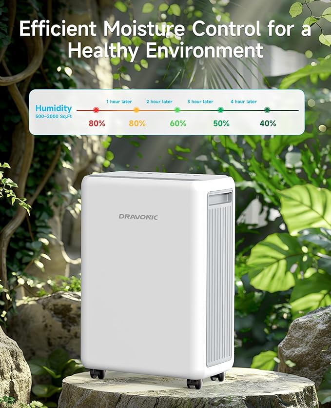 2000 Sq. Ft Dehumidifier for Basement, 30 Pint Dehumidifiers for Home, Bedroom and Bathroom, 3 Modes Dehumidifier with Drain Hose, Smart Humidity Control, 24H Timer (White and Gray)