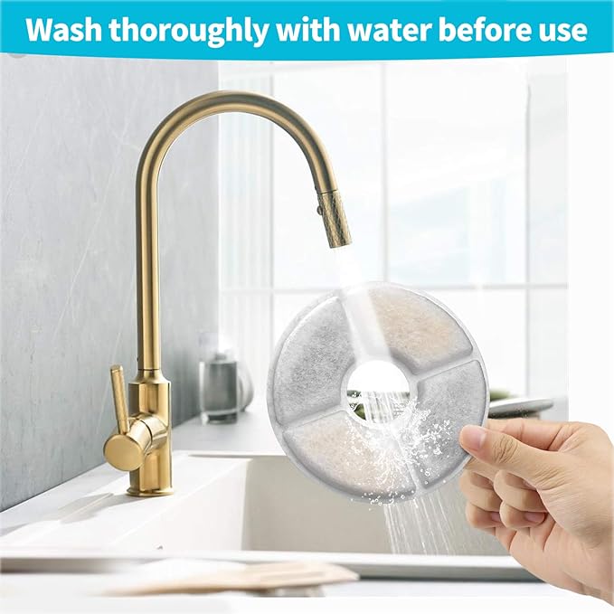 Cat Water Fountain Filter,Cat Fountain Filters Replacement for 81oz/2.4L Automatic Pet Water Dispenser,Cotton Activated Carbon Fountain Filters and Foam Filter (Round 12 pack)