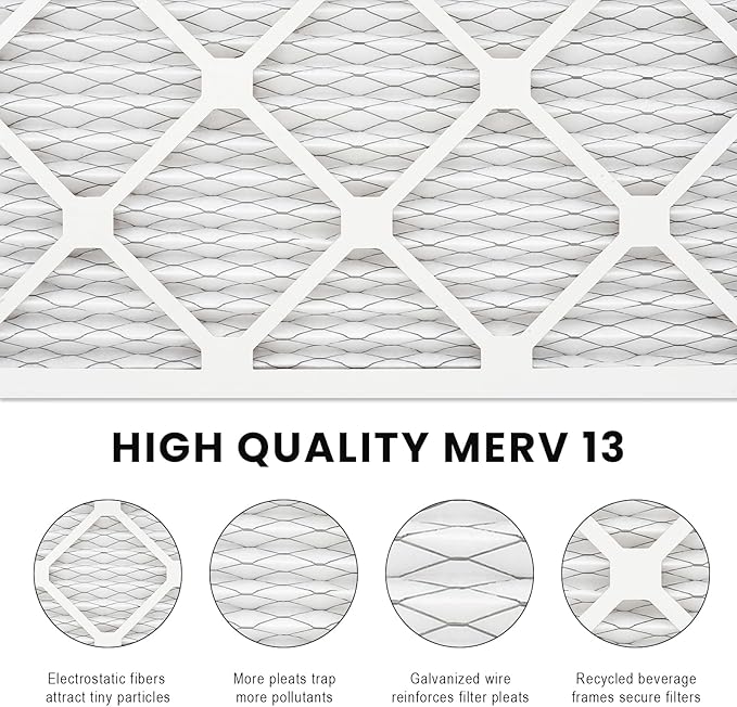 10x10x1 Air Filter MERV 13 (4-Pack), HVAC/Furnace AC Filter Replacement, Dust Defense–Comparable with MPR 1500-1900 & FPR 10 (Actual 7.75x7.75x0.75)