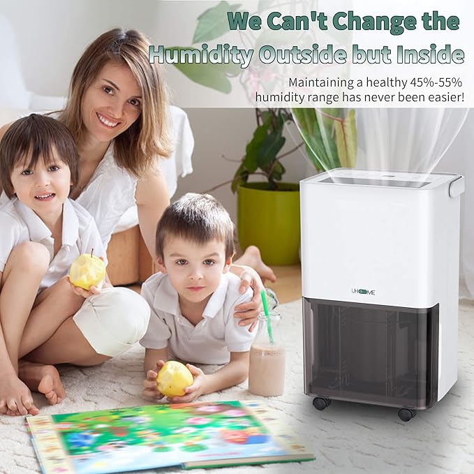 Uhome 30 Pint Dehumidifier - for Basement with Activated Carbon Filter,Ultra Quiet, Humidity Sensor, Auto Shut Off, Continuous Drainage Hose - Ideal Dehumidifiers for Home, 1500 Sq Ft Dehumidifiers