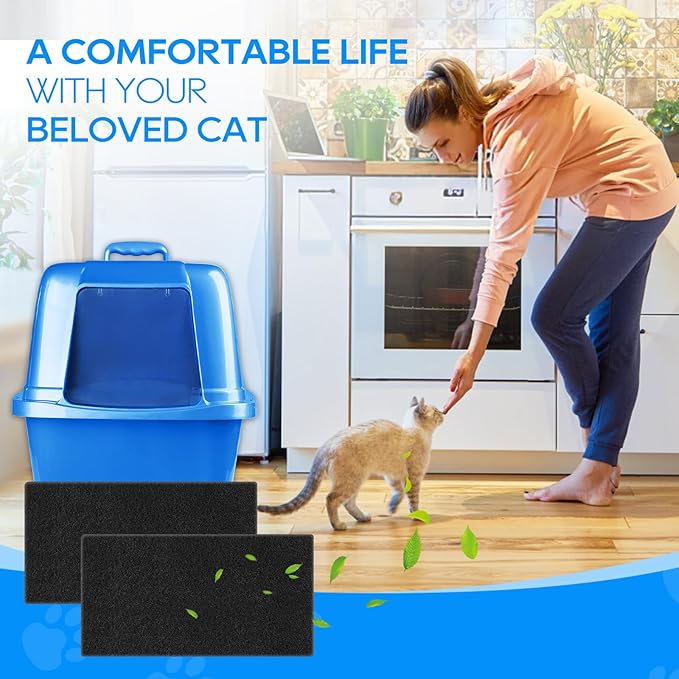 8PCS Cat Litter Box Filter Compatible with Van Ness CP7 Blue Extra Large Cat Litter Box, Activated Charcoal Odor Control Filters Replacement for Hooded Cat Litter Boxes for Big Cats