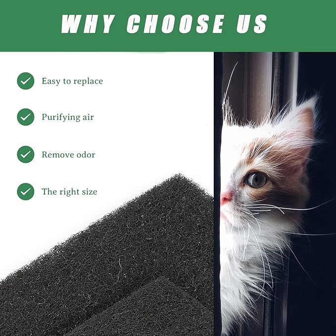 Cat Litter Box Replacement Filters Activated Carbon Charcoal Filters Compatible with Petmate Booda Dome Clean Step Cat Litter Box 4 Pack