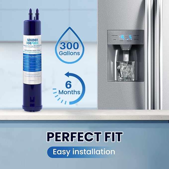 GOLDEN ICEPURE RFC6600A Replacement for 4396841, 4396710, Everydrop® Filter 3, EDR3RXD1, Kenmore 46-9083, 46-9030, Refrigerator Water Filter 2 Pack