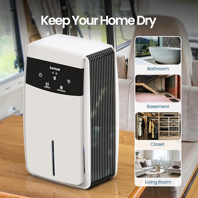 Dehumidifier with Drain Hose for Bathroom, 95 OZ Dehumidifiers for Home Bedroom Basement & RV with Auto Shut-off, Aromatherapy