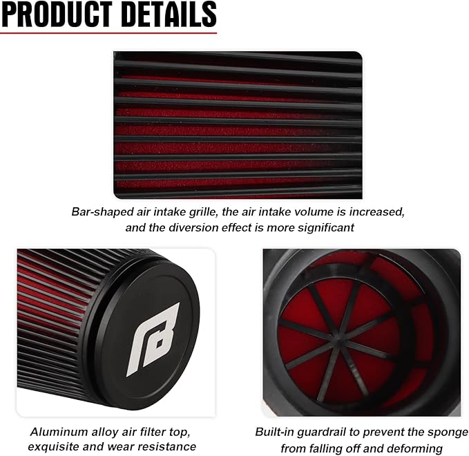 NIBBI Racing CNC 48MM Air Filter Round Tapered,Universal Air Filters for Dirt Bike ATV Quad Go Kart Pit Dirt Bike Parts