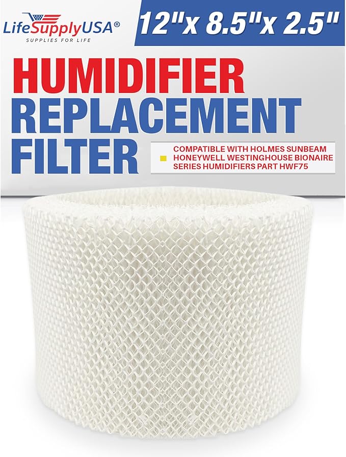 LifeSupplyUSA HWF75 Humidifier Filter D Wick Replacement Compatible with Holmes HWF75CS, HM3500, HM3600, Sunbeam SCM3501, SCM3502, Honeywell HCM6009 Cool Mist Humidifiers