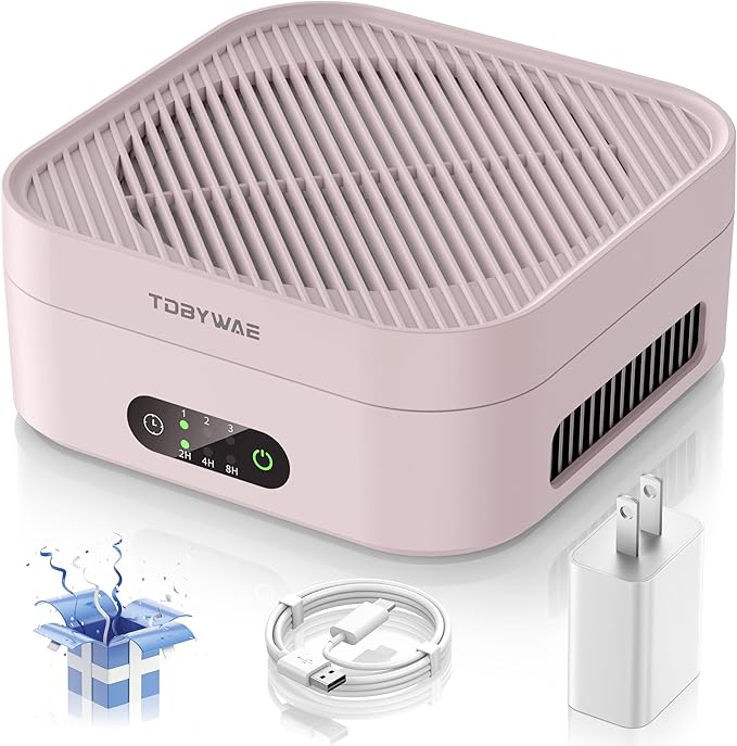 Air Purifiers for Home, TDBYWAE Air Purifier for Bedroom Up to 600 ft², H13 True HEPA Air Purifier for Pets Dust Dander Pollen Odor Smoke, with New Quiet Wind Wheel System, for Desk/Car/Travel(Pink)