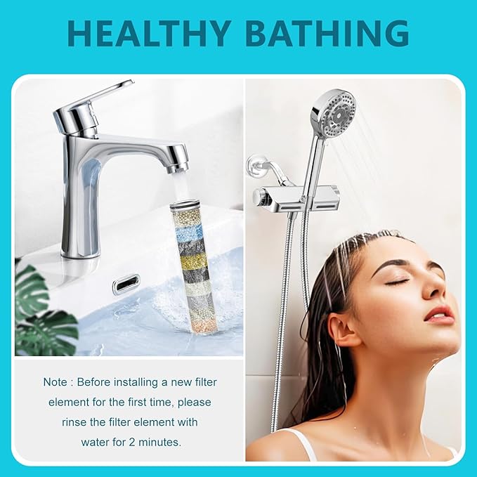 Shower Filter Replacement Cartridge – Compatible with SunCleanse Handheld Shower Head Filter System, 3-Pack High Output Water Softener Filters for Hard Water, Chlorine & Sediment Removal