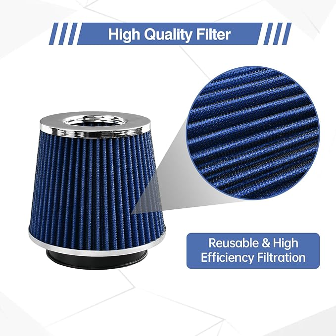 Universal Clamp On Air Intake Filter fits 3 In /3.5 In /4 In Three Different Size, Cone Air Intake Filter(Blue)