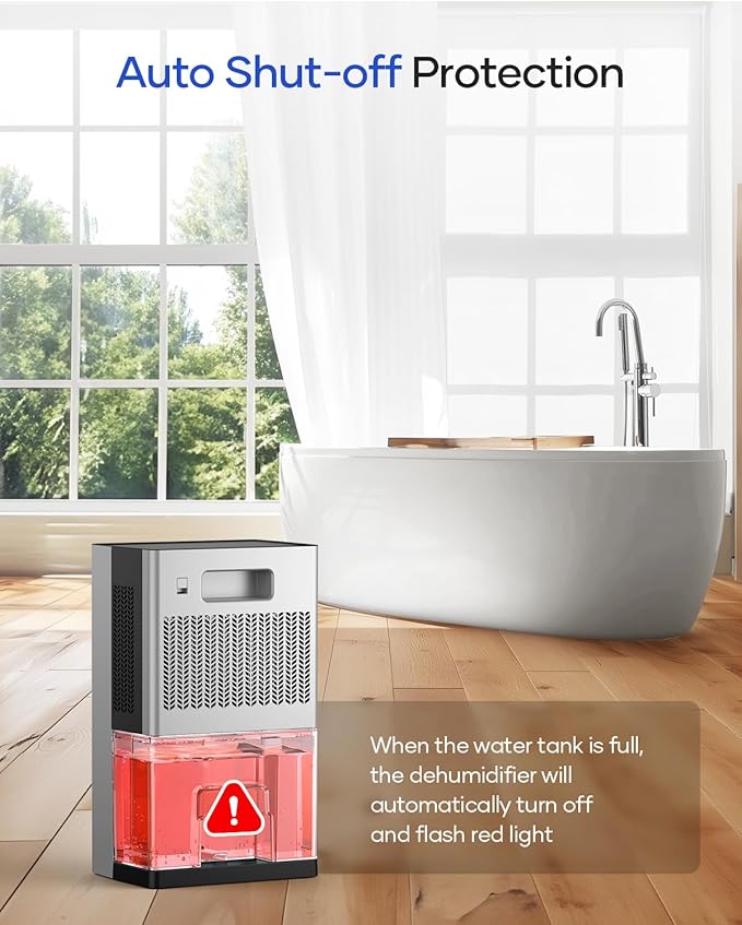 Dehumidifier, 95 OZ Water Tank Dehumidifiers for Home, 1000 sq. ft. Dehumidifier for Basement Bathroom Bedroom with Auto Shut Off, 7 Colors LED Light, Quiet Dehumidifiers with Sleep Mode, Sliver Black
