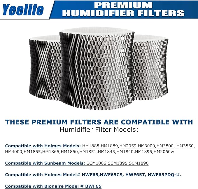 HWF65 Humidifier Filter Compatible with Holmes Humidifier Filter, Replacement Humidifier Filter C, HWF65PDQ-U (2Pack)