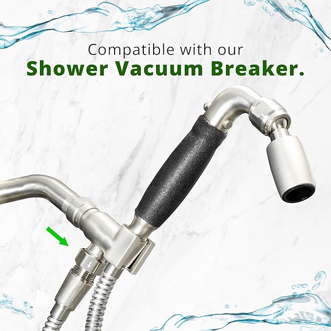 High Sierra® Solid Metal Handheld Shower Head, Lead-Free, with Built-In Trickle Valve. Shower Hose and Holder Not Included. Low Flow 1.5 GPM. Polished Brass
