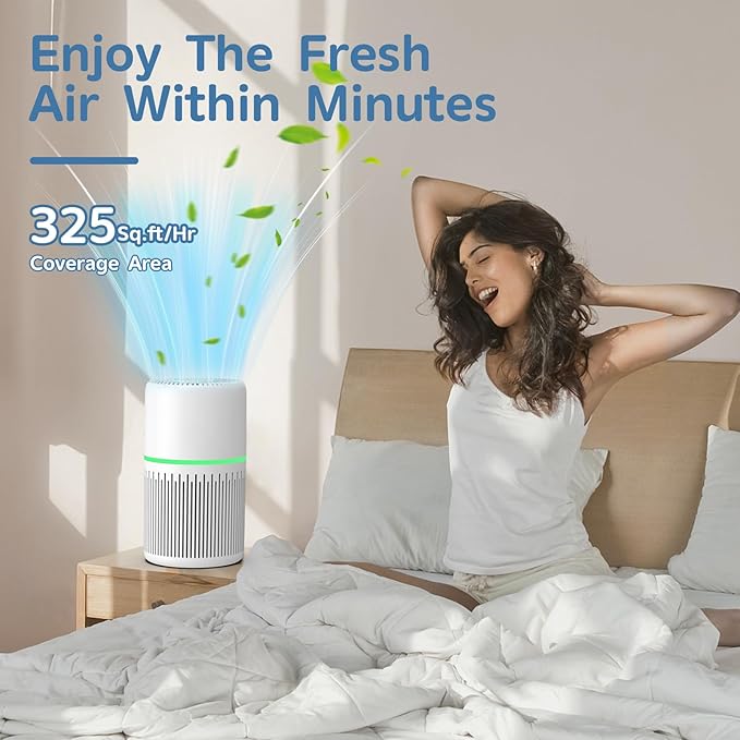 Air Purifiers for Home,FRESHDEW H13 True HEPA Air Purifier Up to 1300 Ft² Cleaner with 360° Air Inlet RGB Lights,13dB Air Purifier with APP Alexa Control Pet Hair,Dust,Smoke Wirldfire Pollen