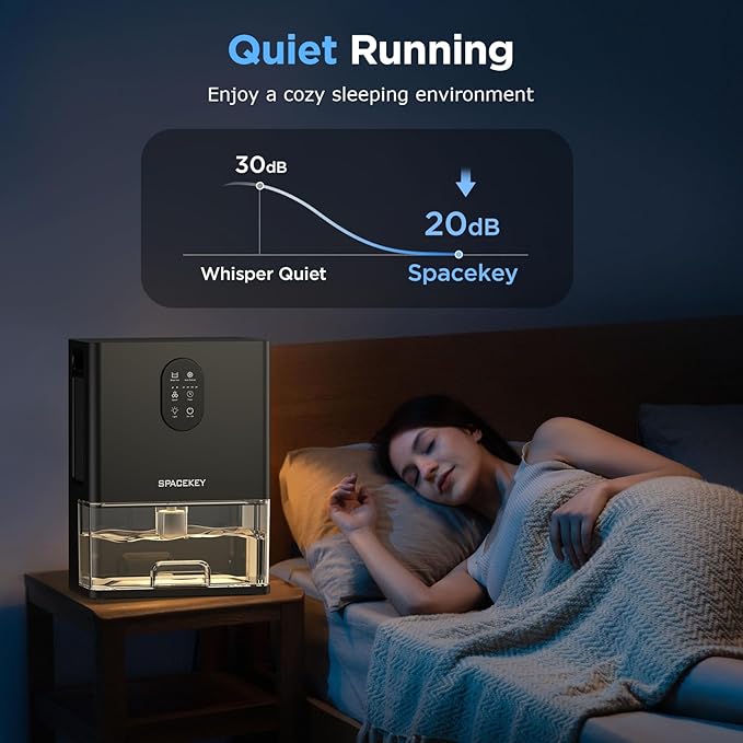 Dehumidifier, 106 OZ Water Tank (1000 sq.ft) Dehumidifiers for Home, Quiet Dehumidifier for Bathroom Bedroom Basement RV with Timer Setting, Auto Shut Off, 7 Colors LED Light, Sleep Modes, Black