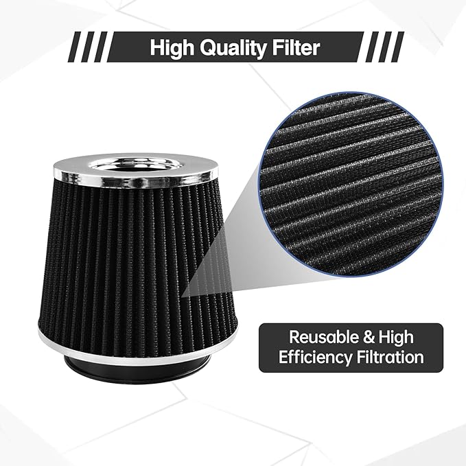 Universal Clamp On Air Intake Filter fits 3 In /3.5 In /4 In Three Different Size, Cone Air Intake Filter(Black)