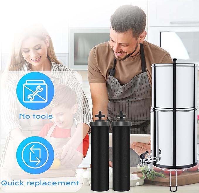 NSF/ANSI 42&372 Certified Water Filter,Gravity Water Filter Replacement for Berkey® BB9-2® Black Purification Elements and Berkey® Gravity Filter System, 4 Pack