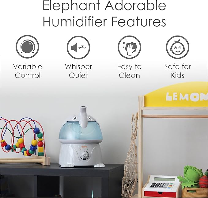 Crane Cute Animal Humidifier for Kids Bedroom and Nursery, Ultrasonic Cool Mist, 1 Gallon, Auto Shut Off, Cool Mist Humidifier