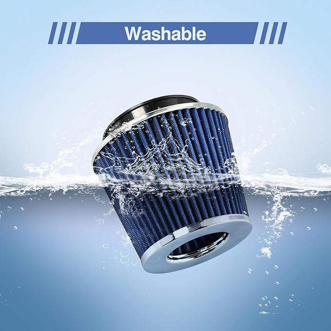 Universal Clamp On Air Intake Filter fits 3 In /3.5 In /4 In Three Different Size, Cone Air Intake Filter(Blue)